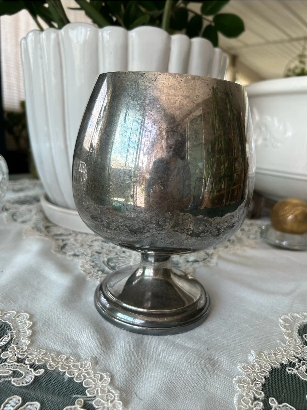 Silver Pedestal Goblet - Classic Metal Drinkware